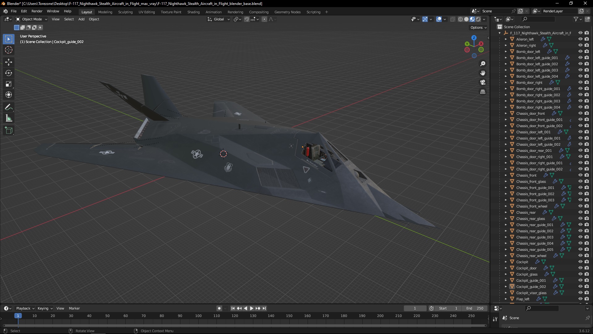 F-117 Nighthawk Stealth Aircraft in Flight 3D