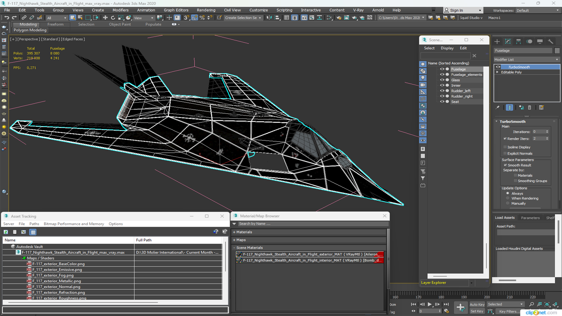F-117 Nighthawk Stealth Aircraft in Flight 3D