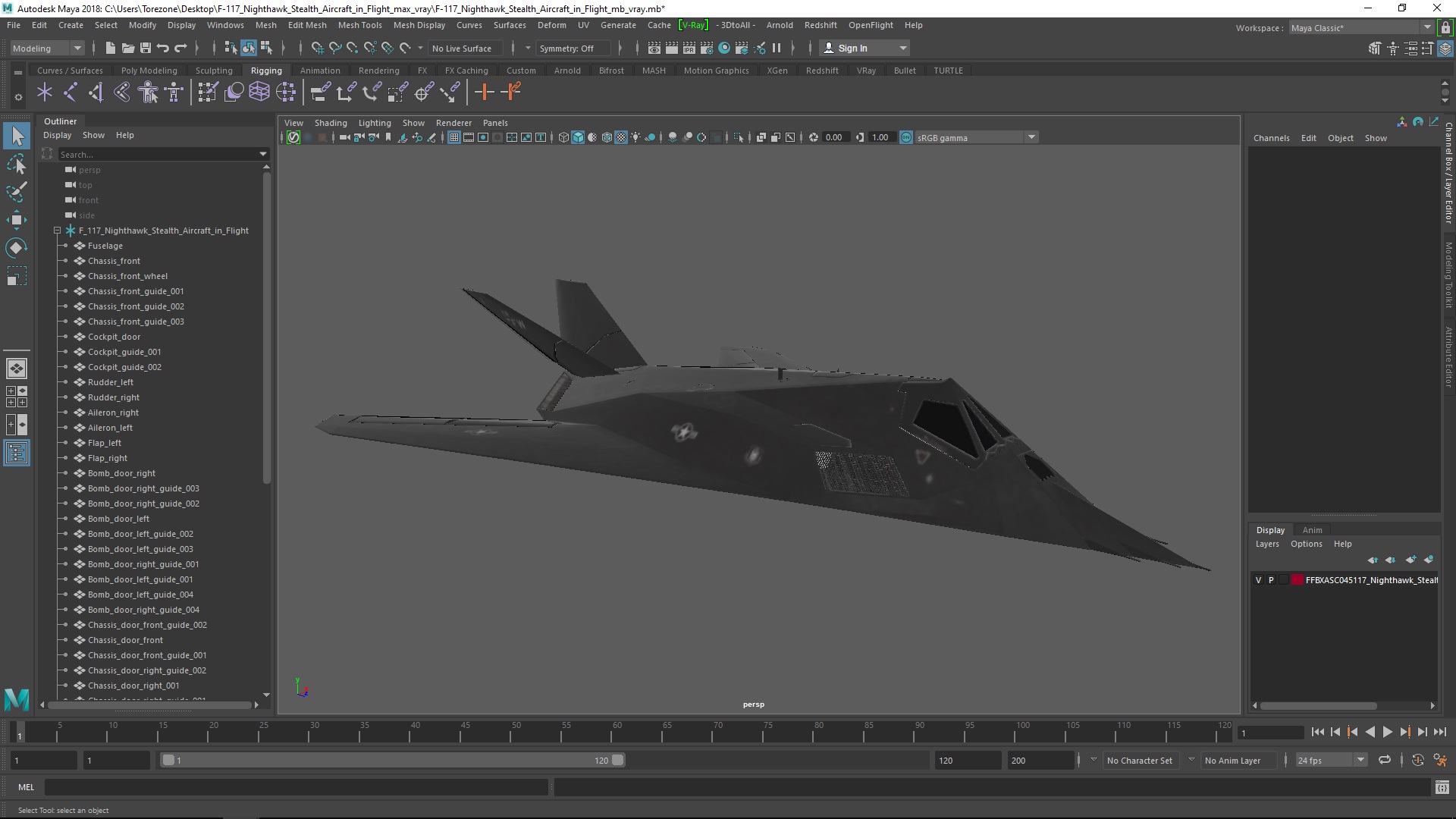 F-117 Nighthawk Stealth Aircraft in Flight 3D