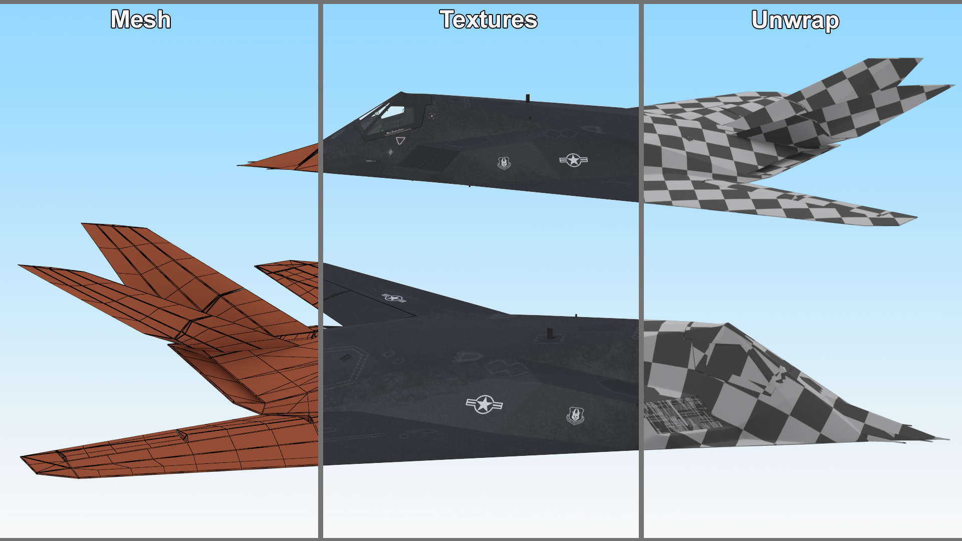 F-117 Nighthawk Stealth Aircraft in Flight 3D