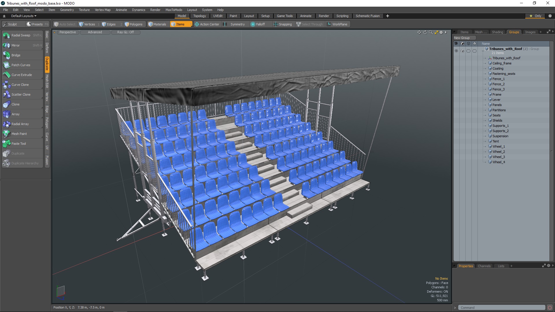 3D Tribunes with Roof model
