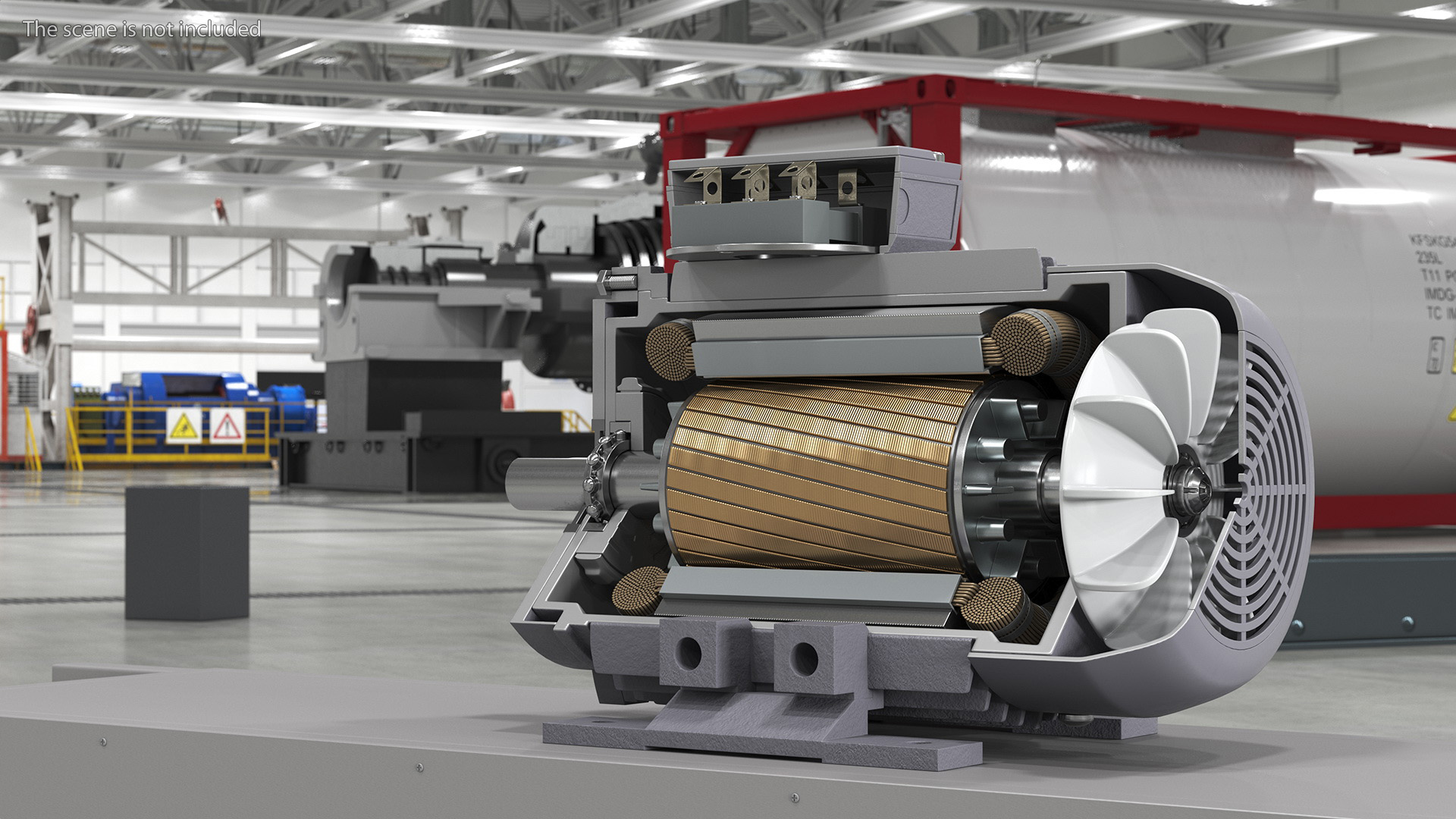 Electric Motor Cutaway Grey 3D