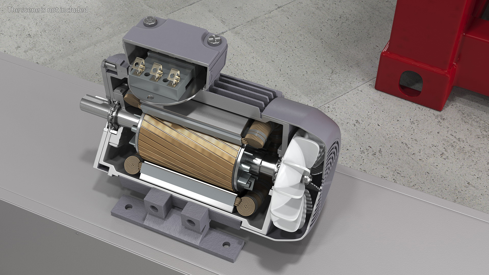 Electric Motor Cutaway Grey 3D