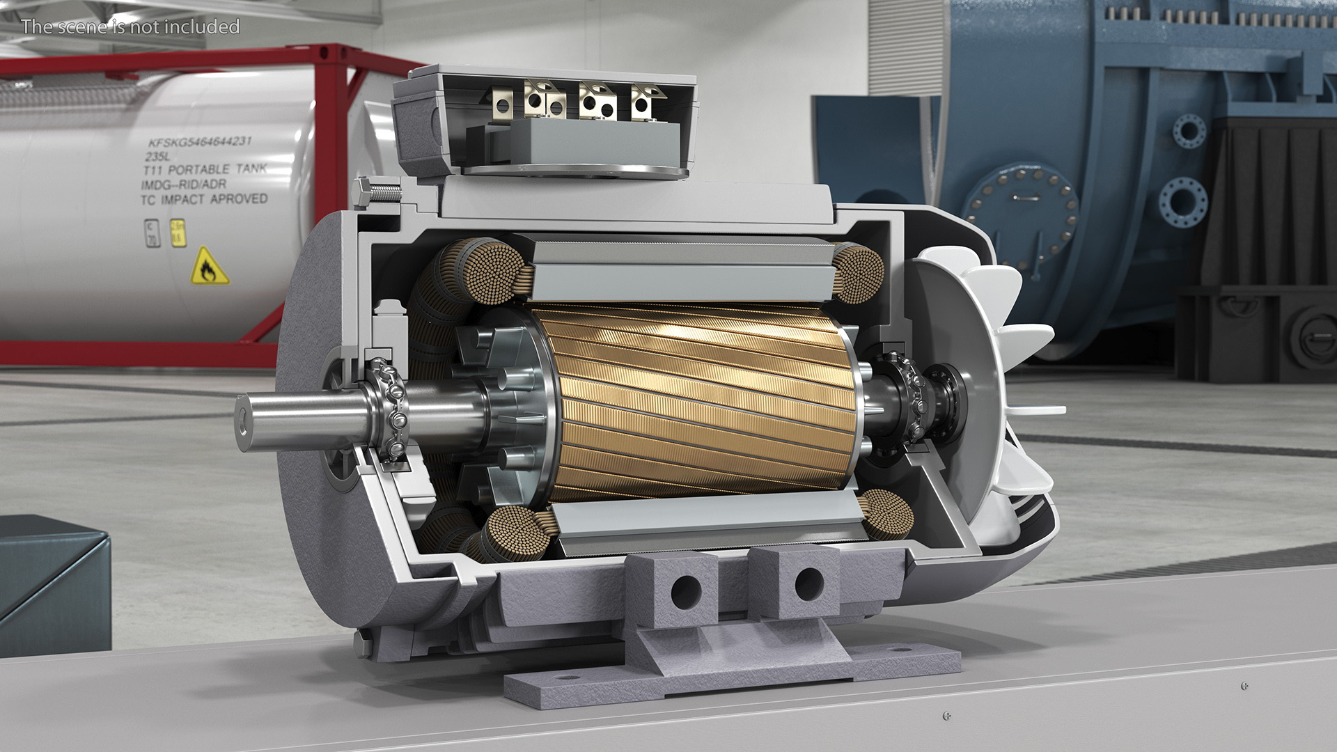 Electric Motor Cutaway Grey 3D