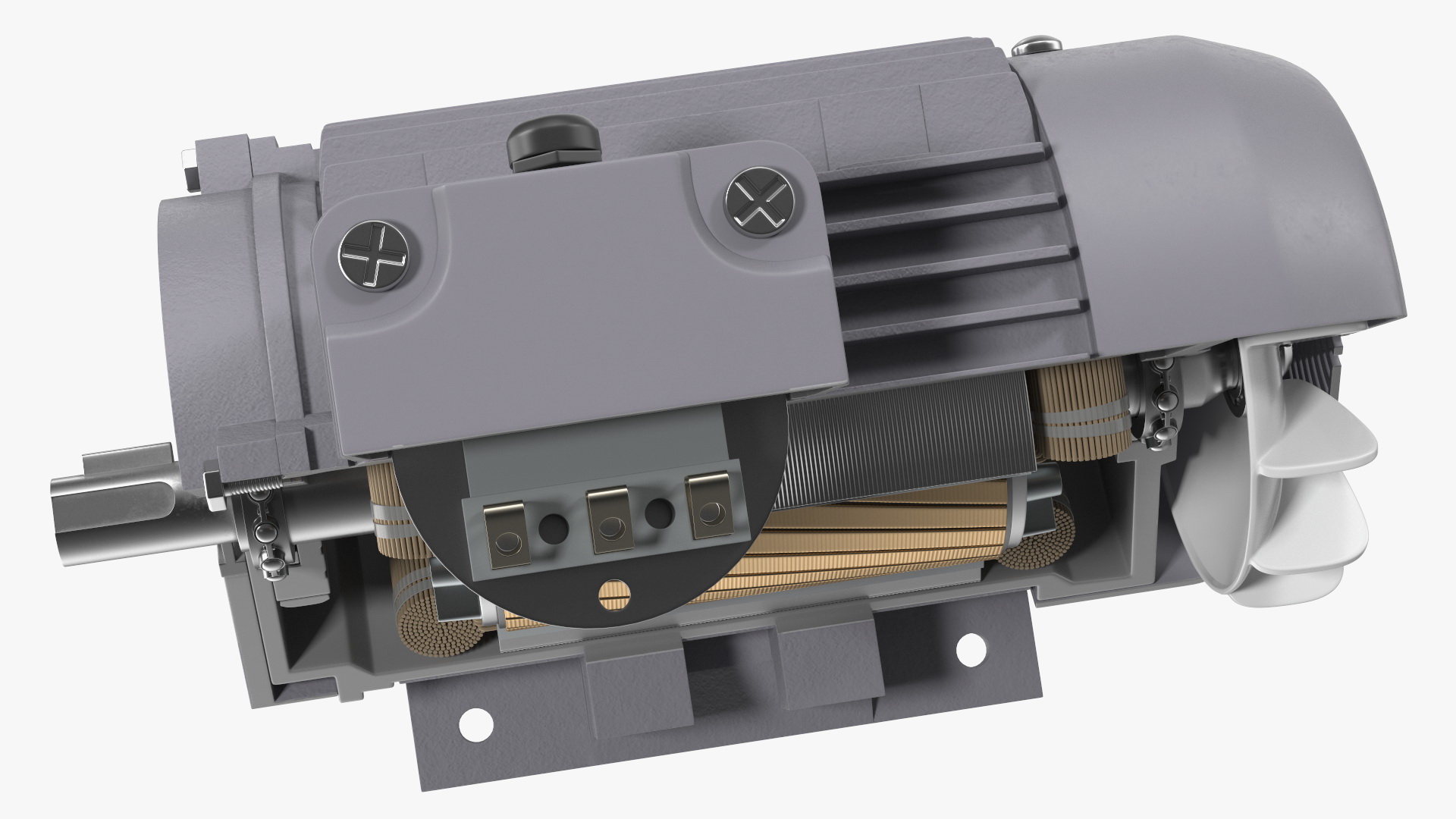 Electric Motor Cutaway Grey 3D