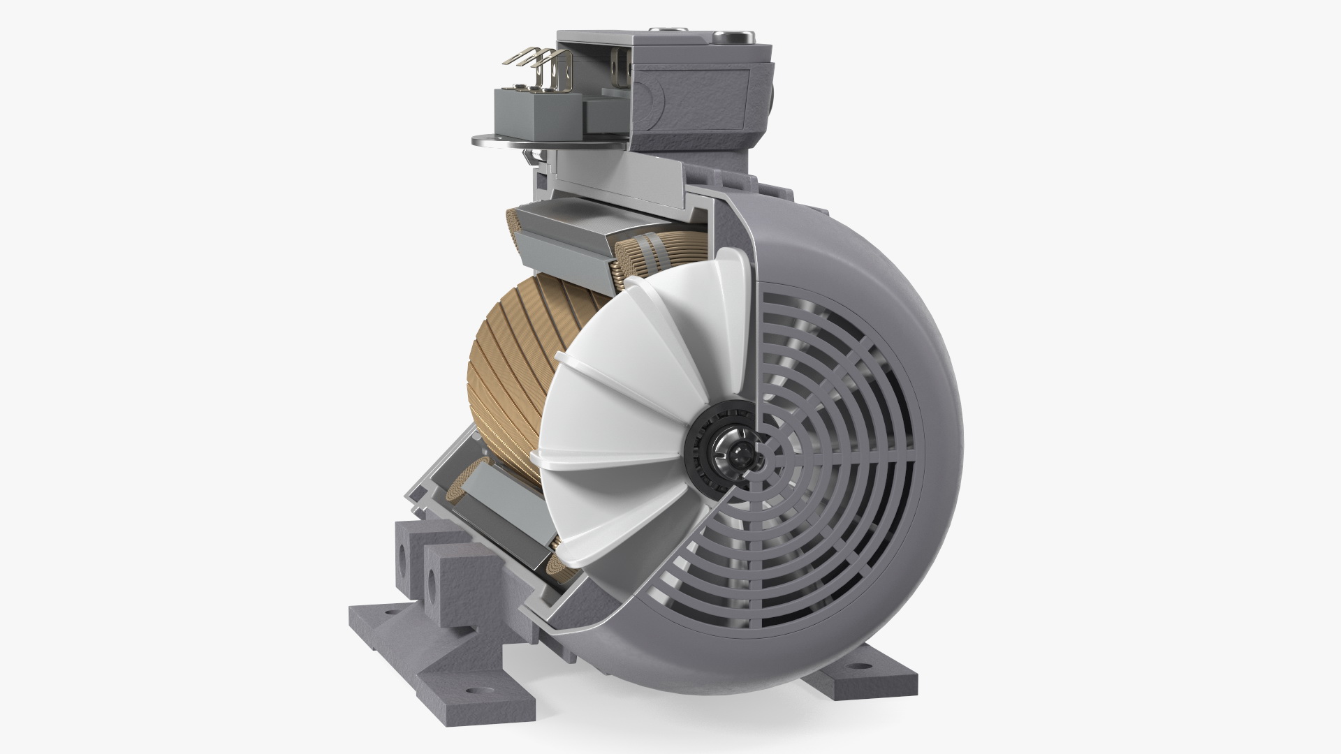Electric Motor Cutaway Grey 3D