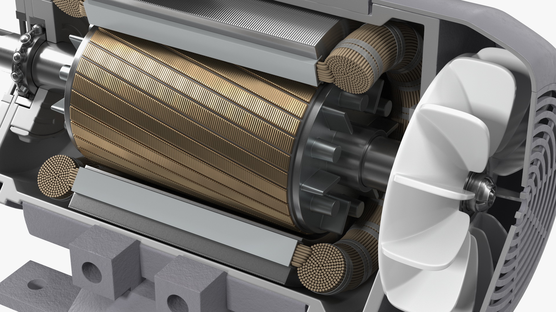 Electric Motor Cutaway Grey 3D