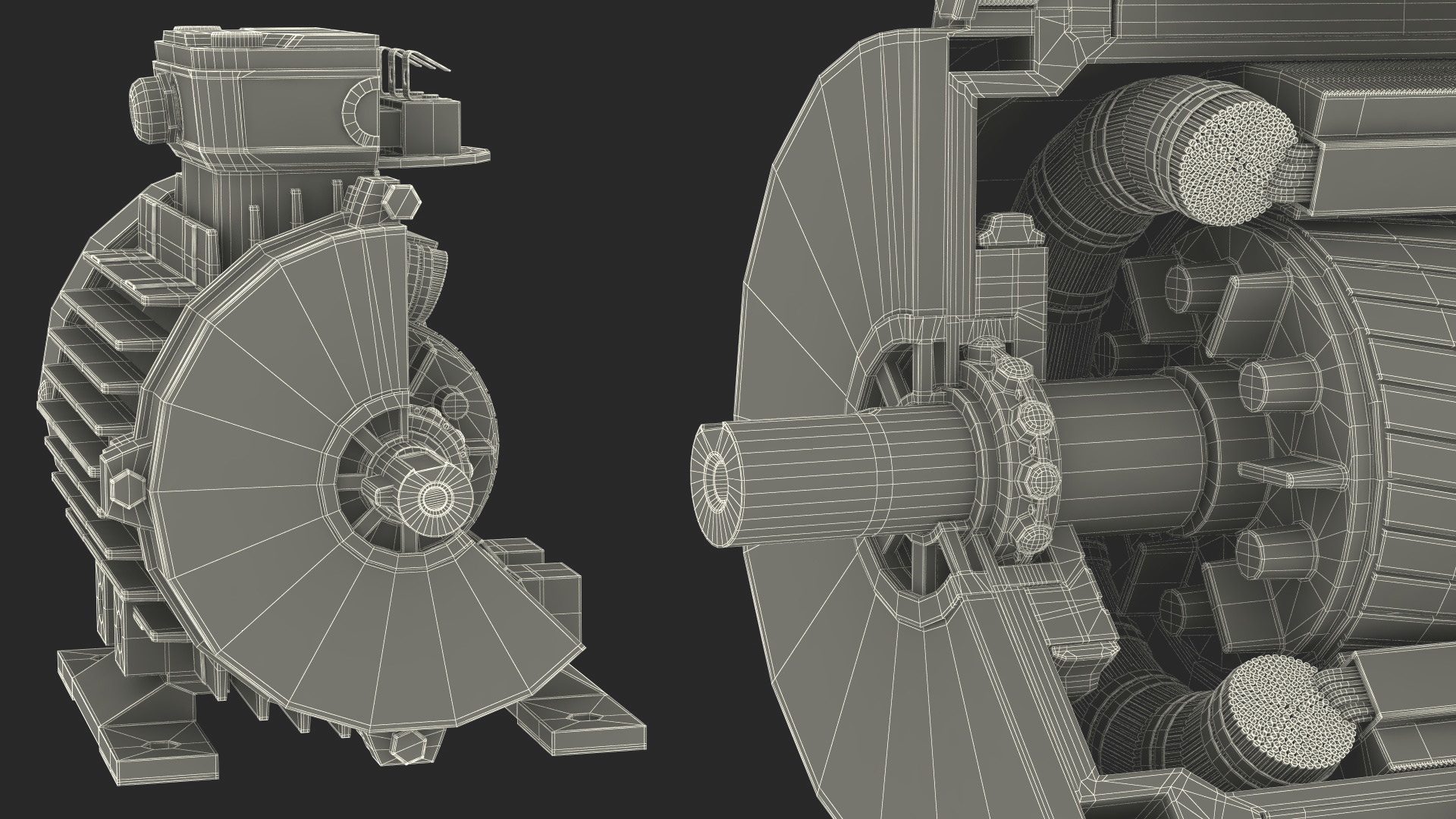 Electric Motor Cutaway Grey 3D