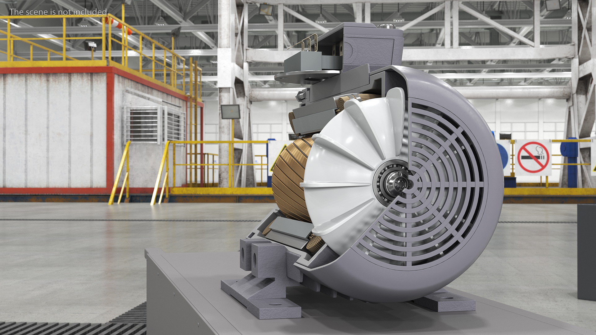 Electric Motor Cutaway Grey 3D