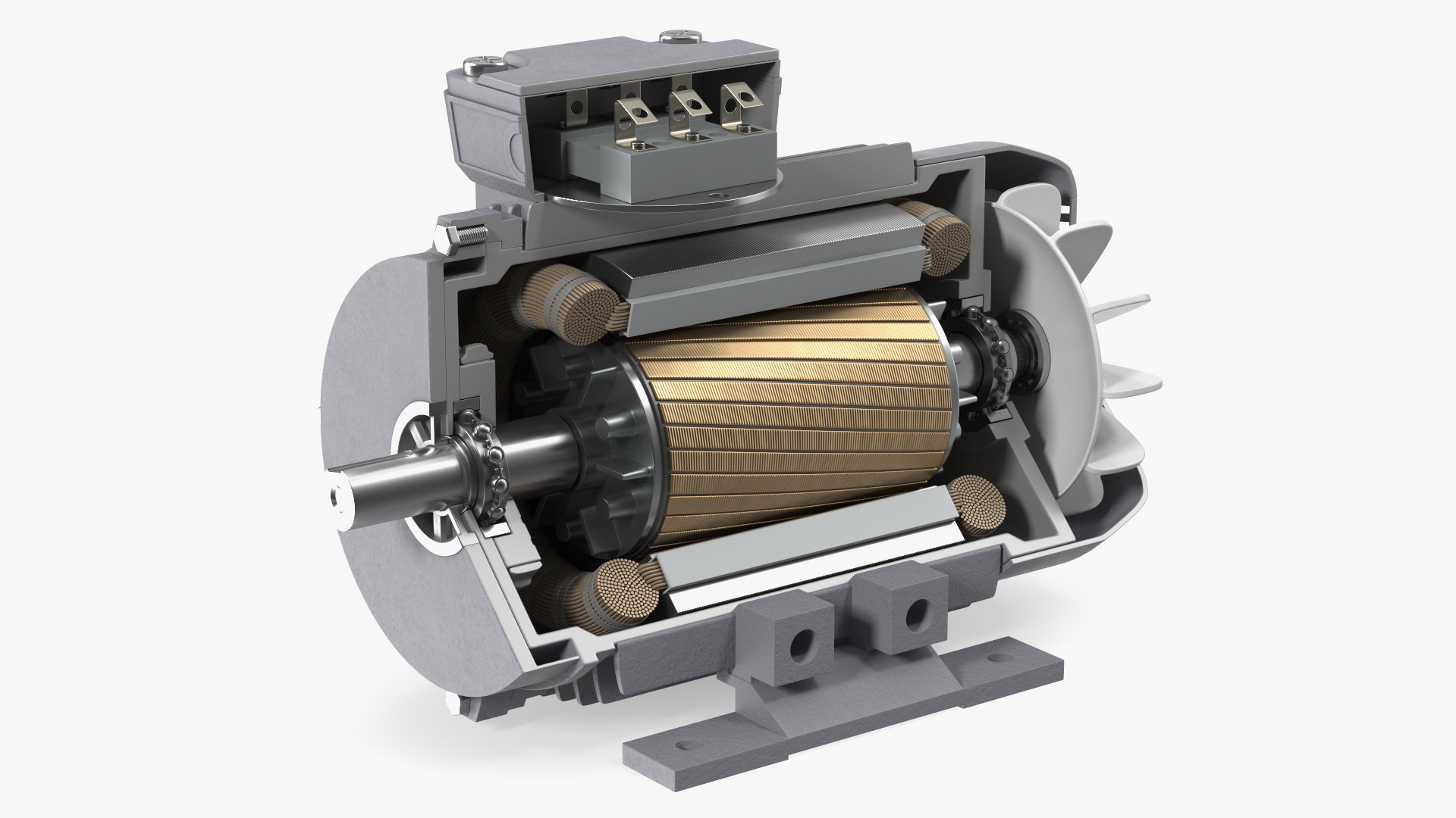 Electric Motor Cutaway Grey 3D