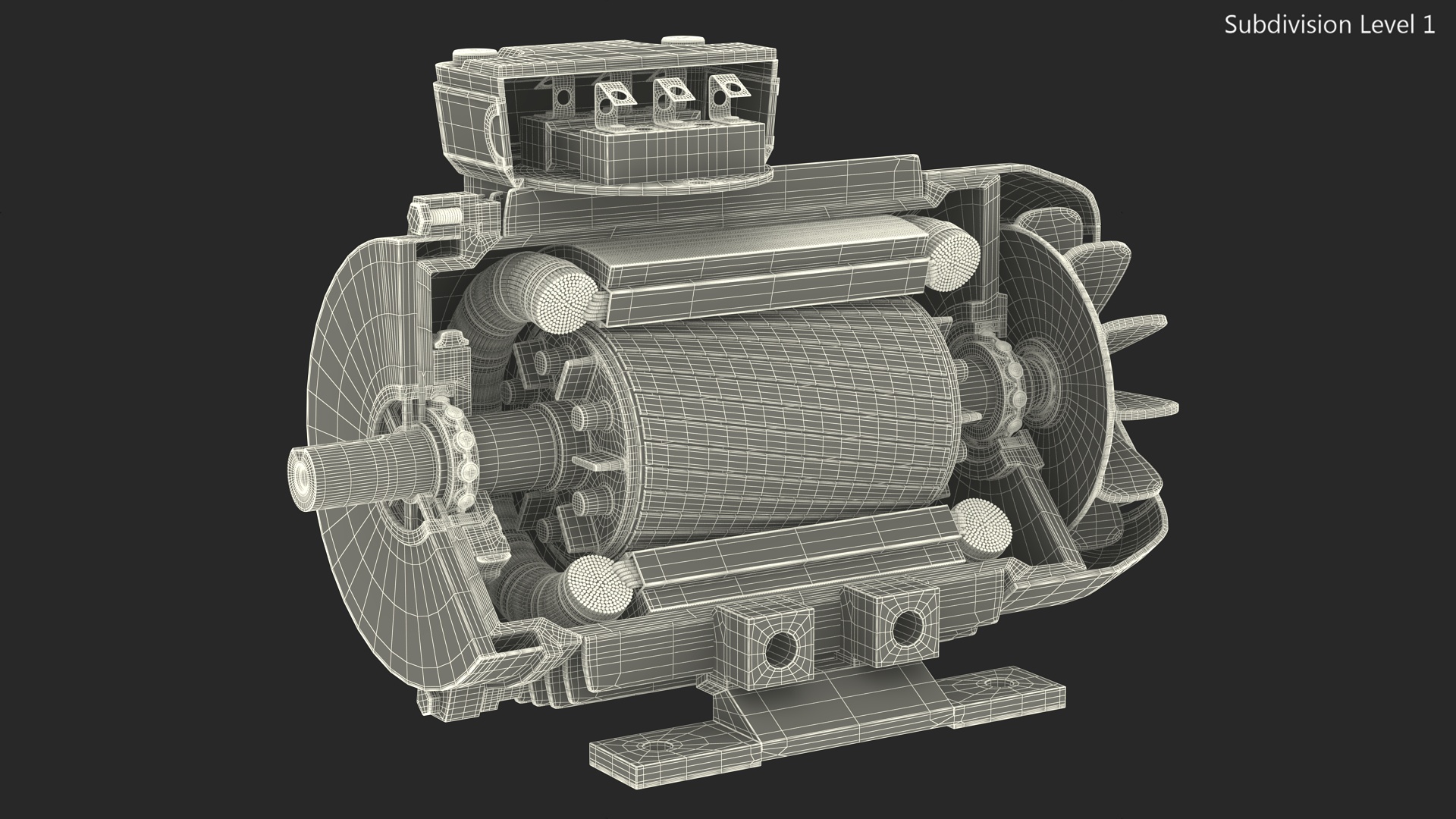 Electric Motor Cutaway Grey 3D