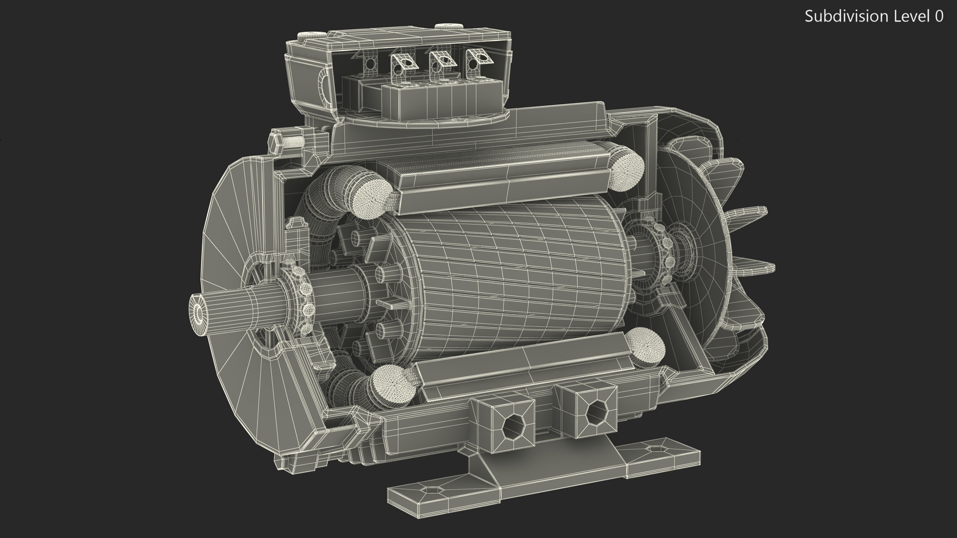 Electric Motor Cutaway Grey 3D