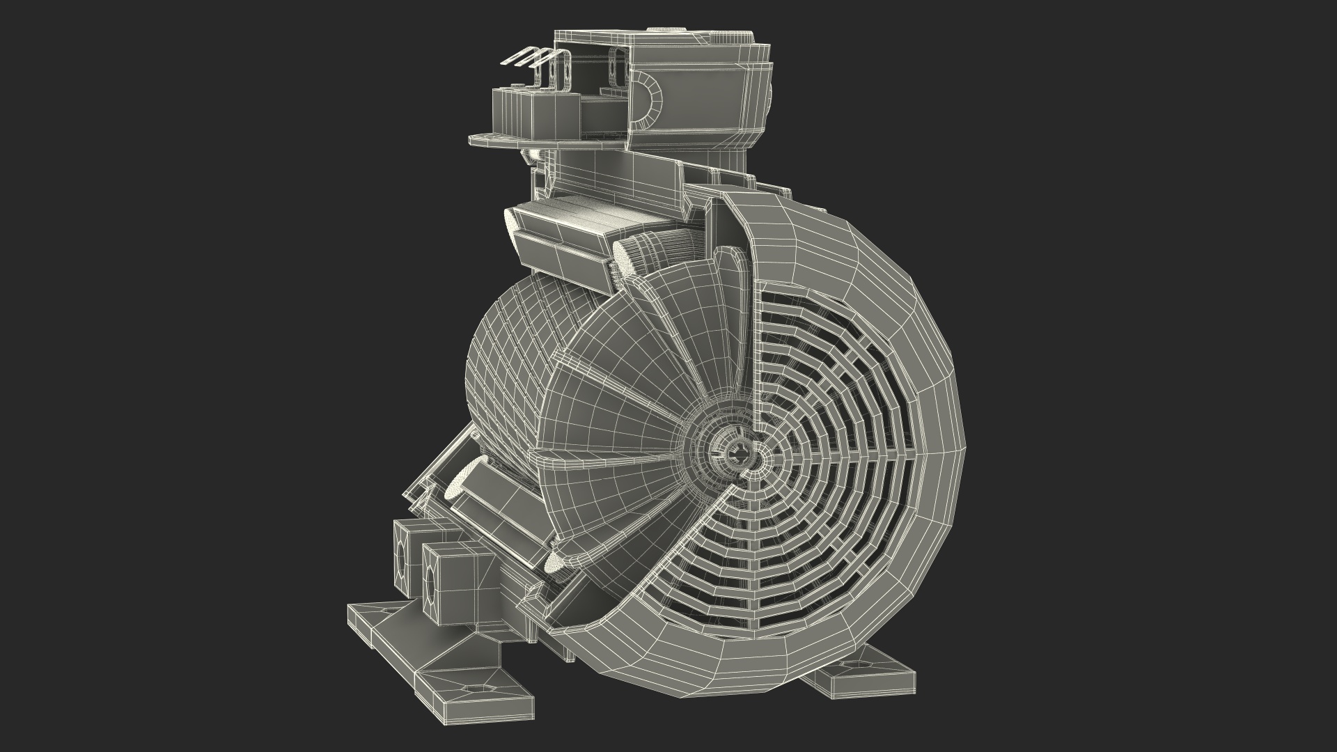 Electric Motor Cutaway Grey 3D