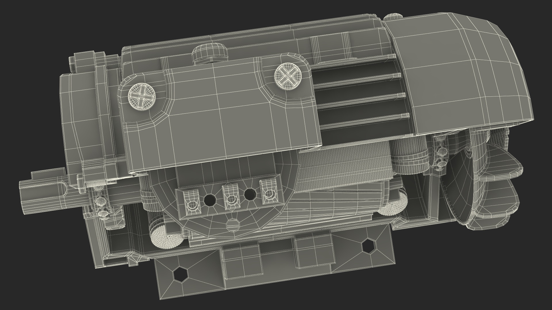 Electric Motor Cutaway Grey 3D
