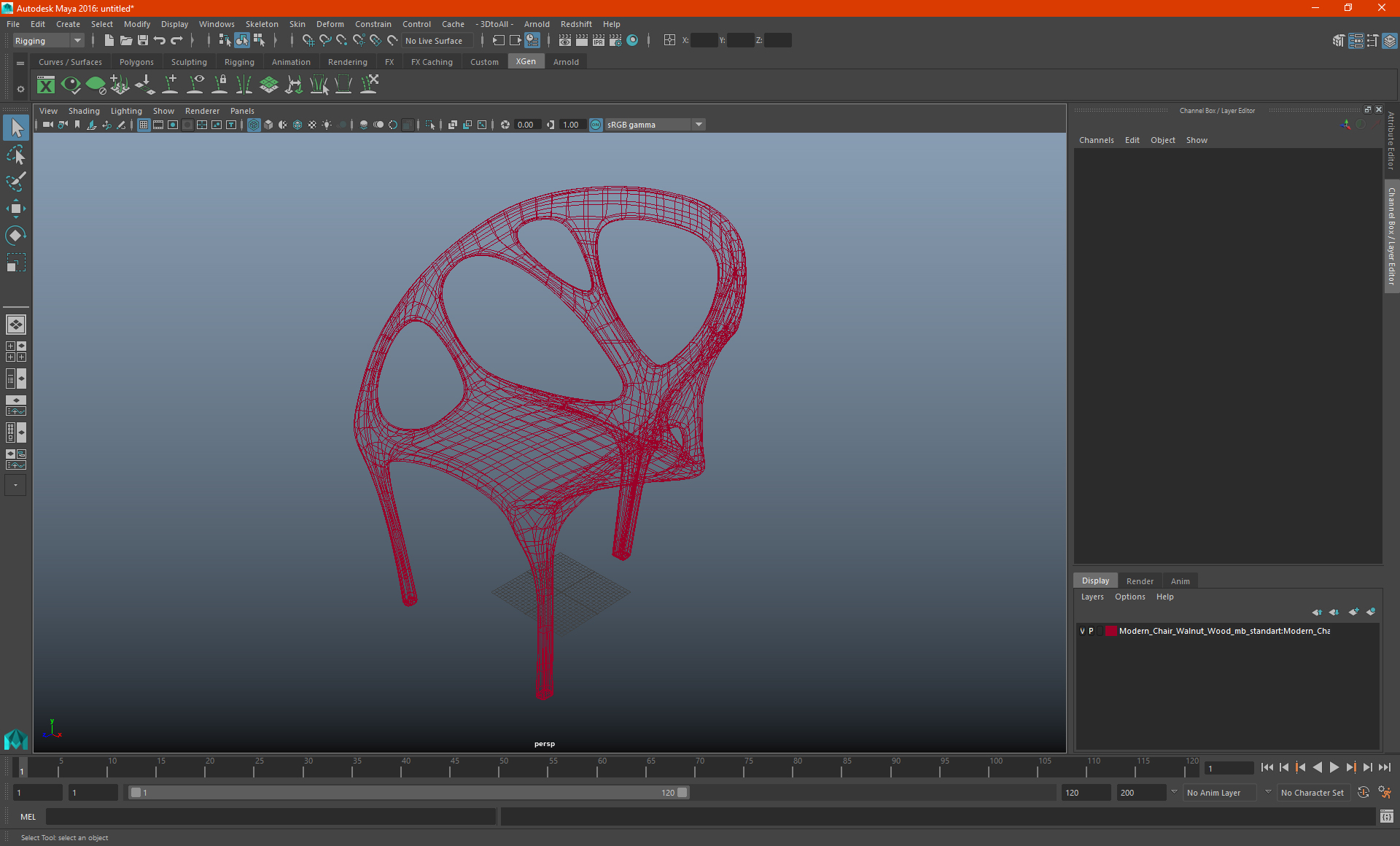 Modern Chair Walnut Wood 3D model