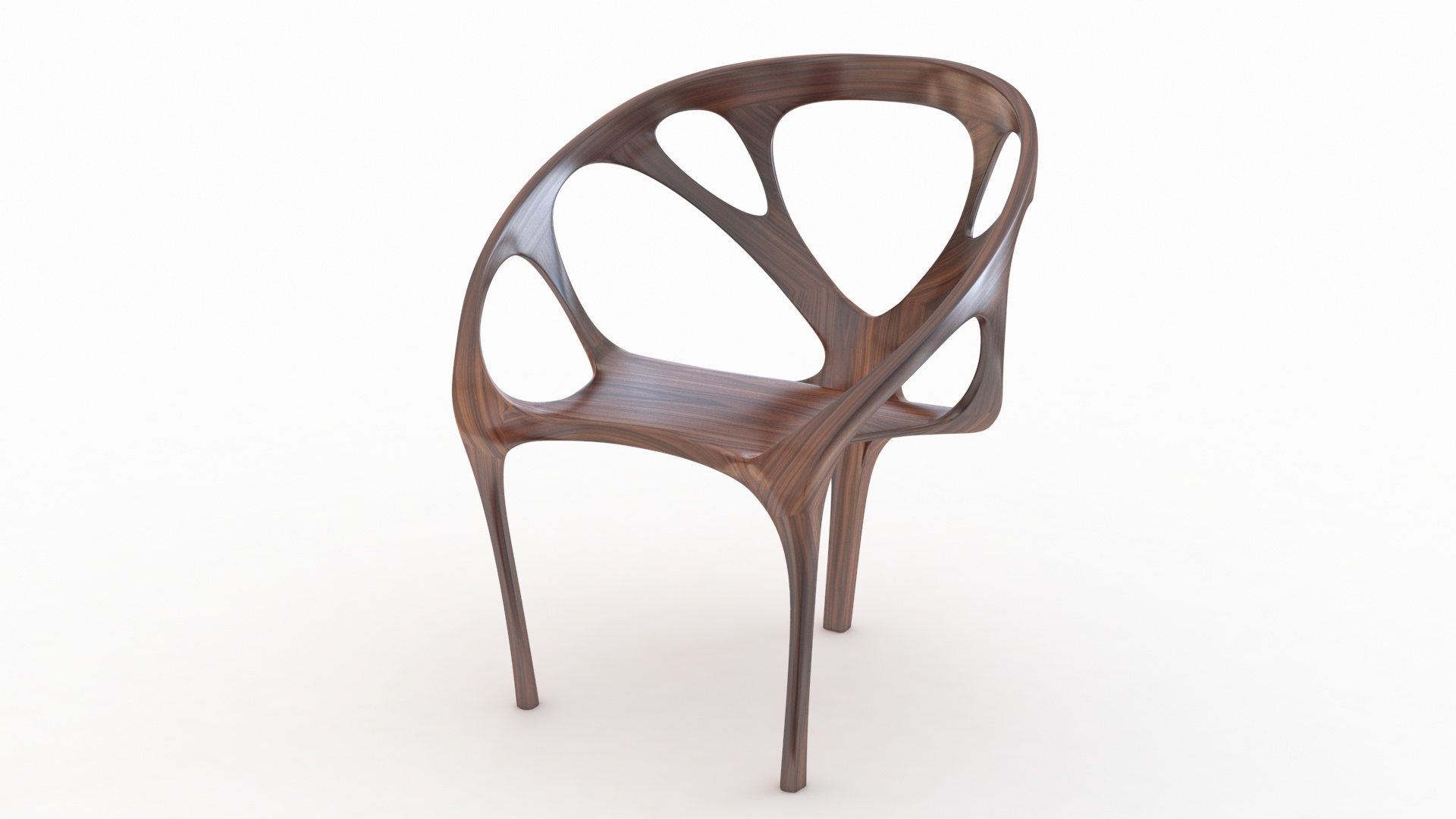 Modern Chair Walnut Wood 3D model