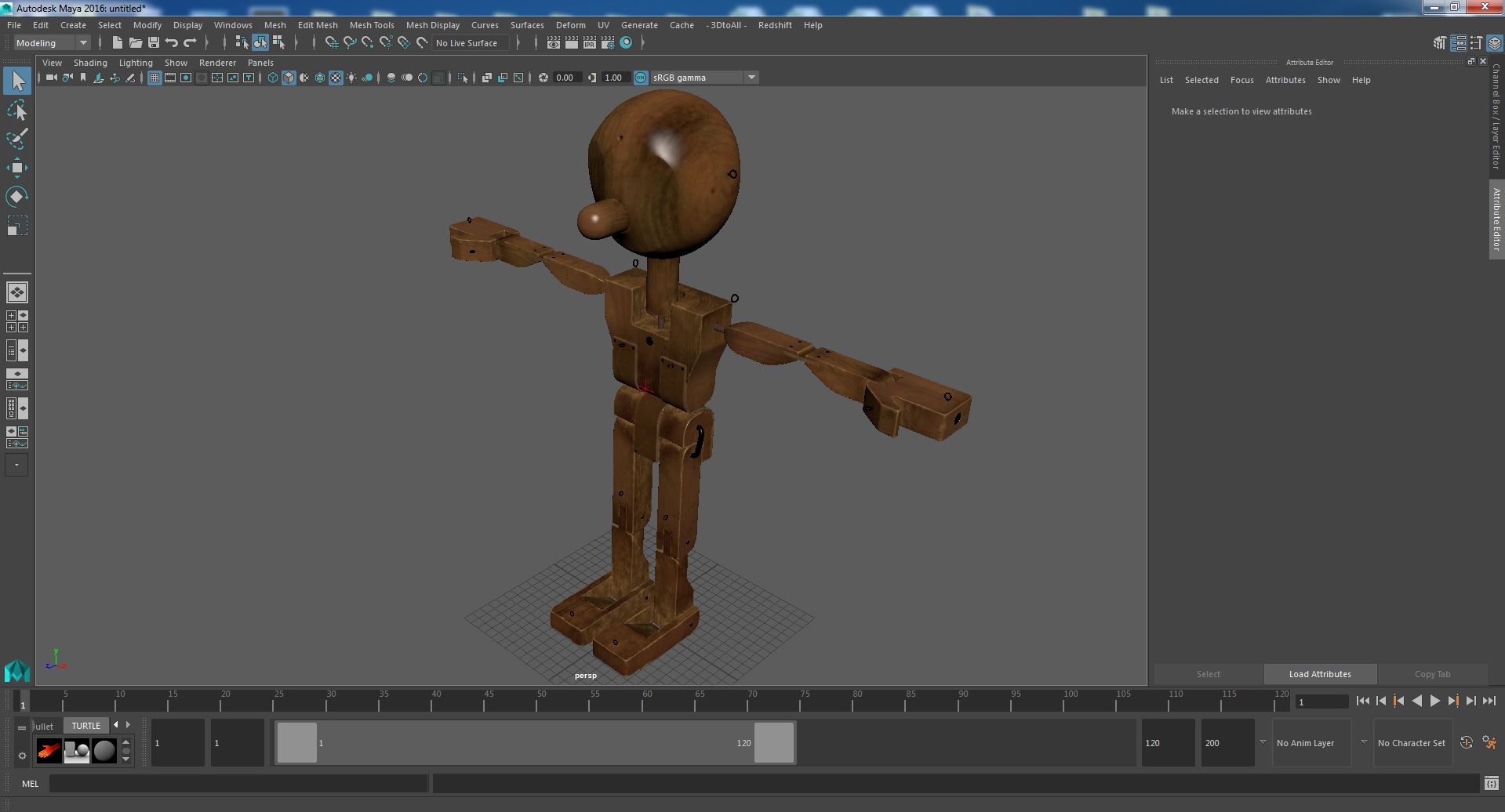 T-Pose Character Dirty Wooden 3D model