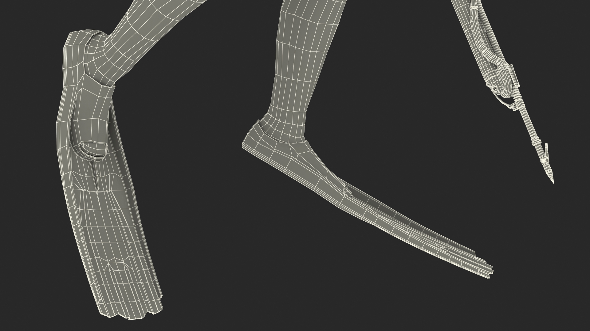 3D model Diver with Underwater Speargun and Fish Rigged for Maya