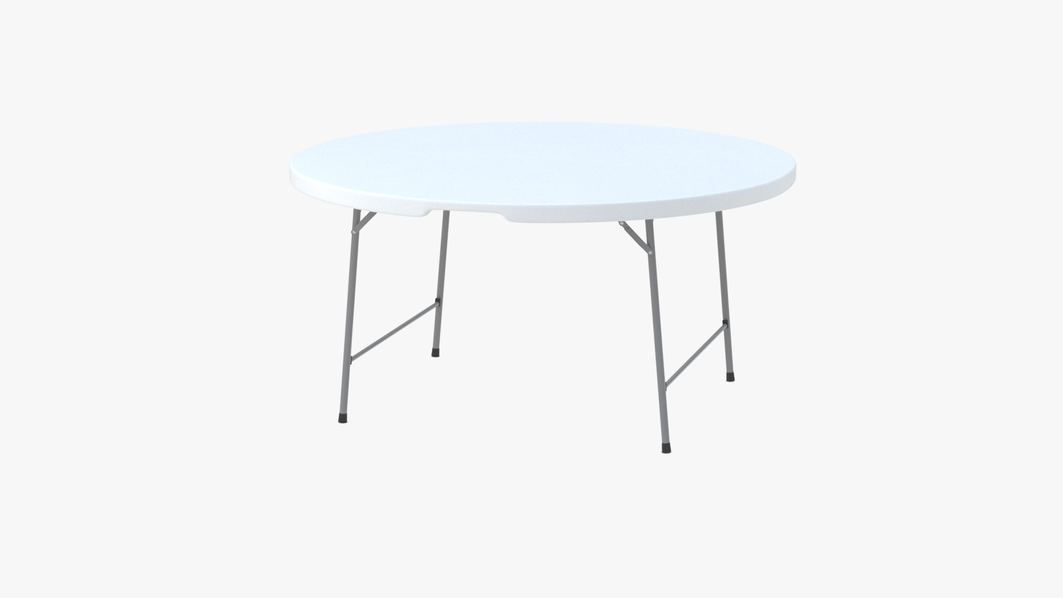 Round Folding Table White Unfolded 3D model
