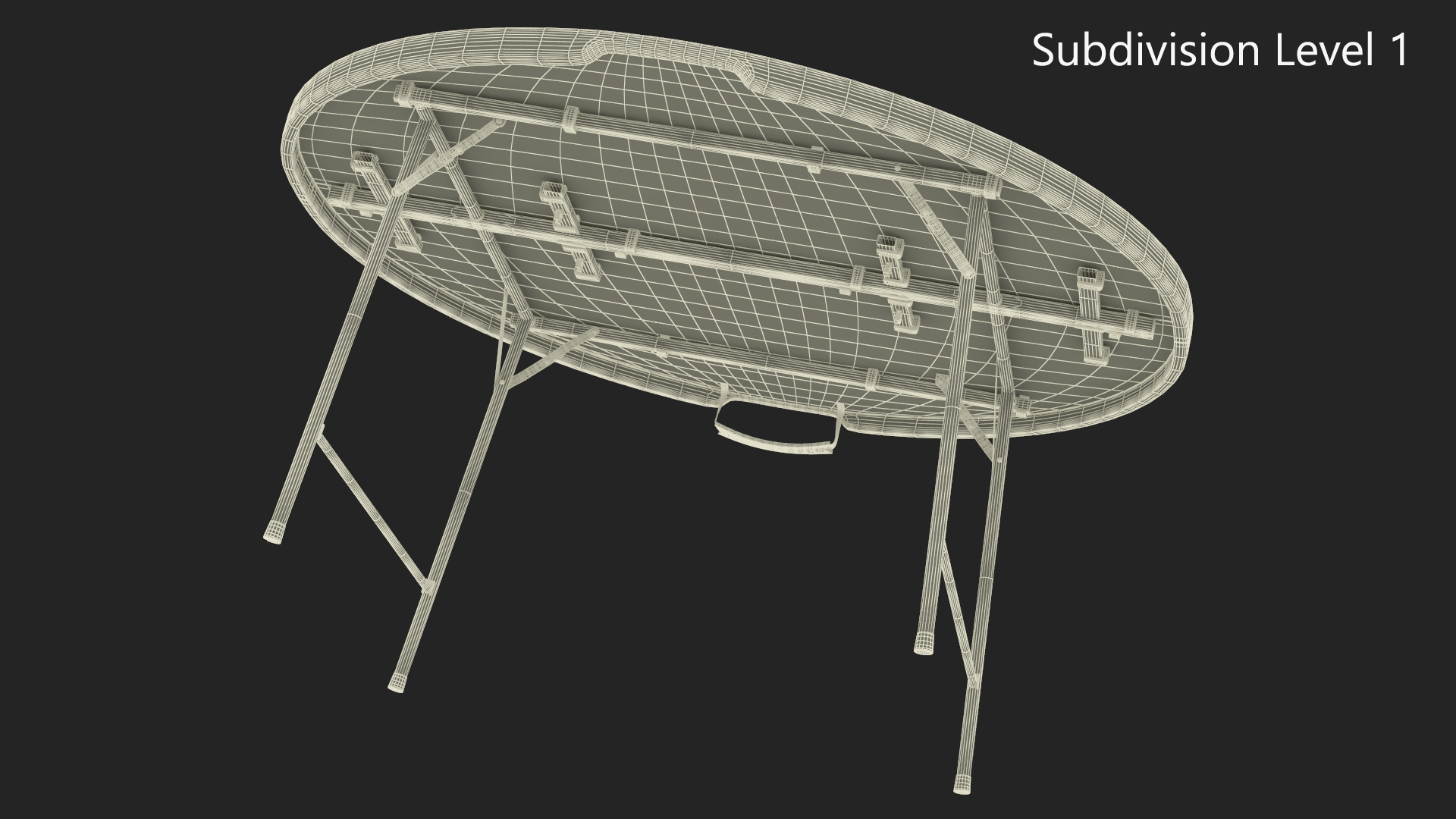 Round Folding Table White Unfolded 3D model