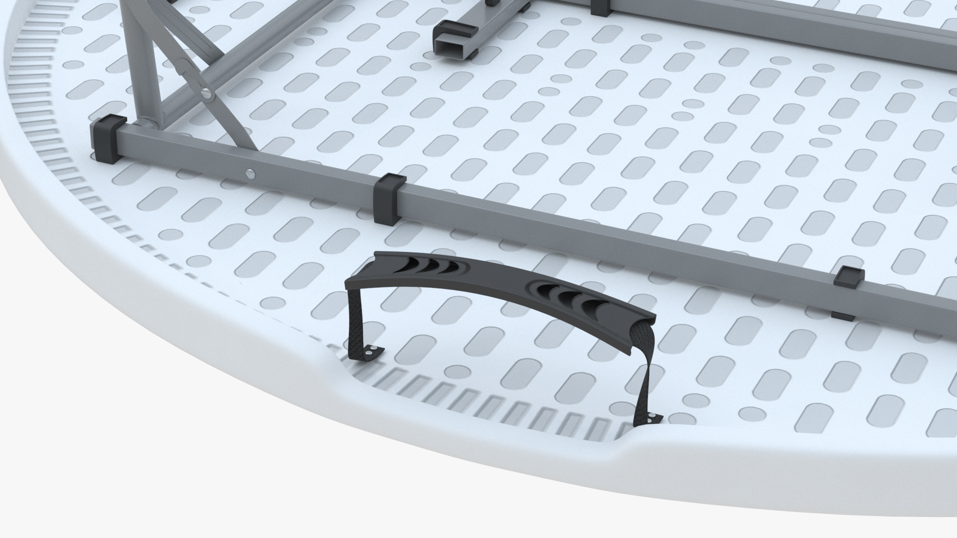 Round Folding Table White Unfolded 3D model