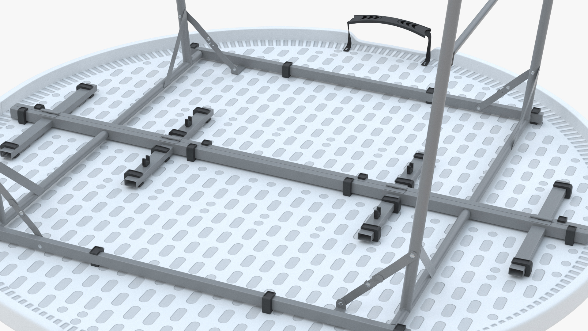 Round Folding Table White Unfolded 3D model