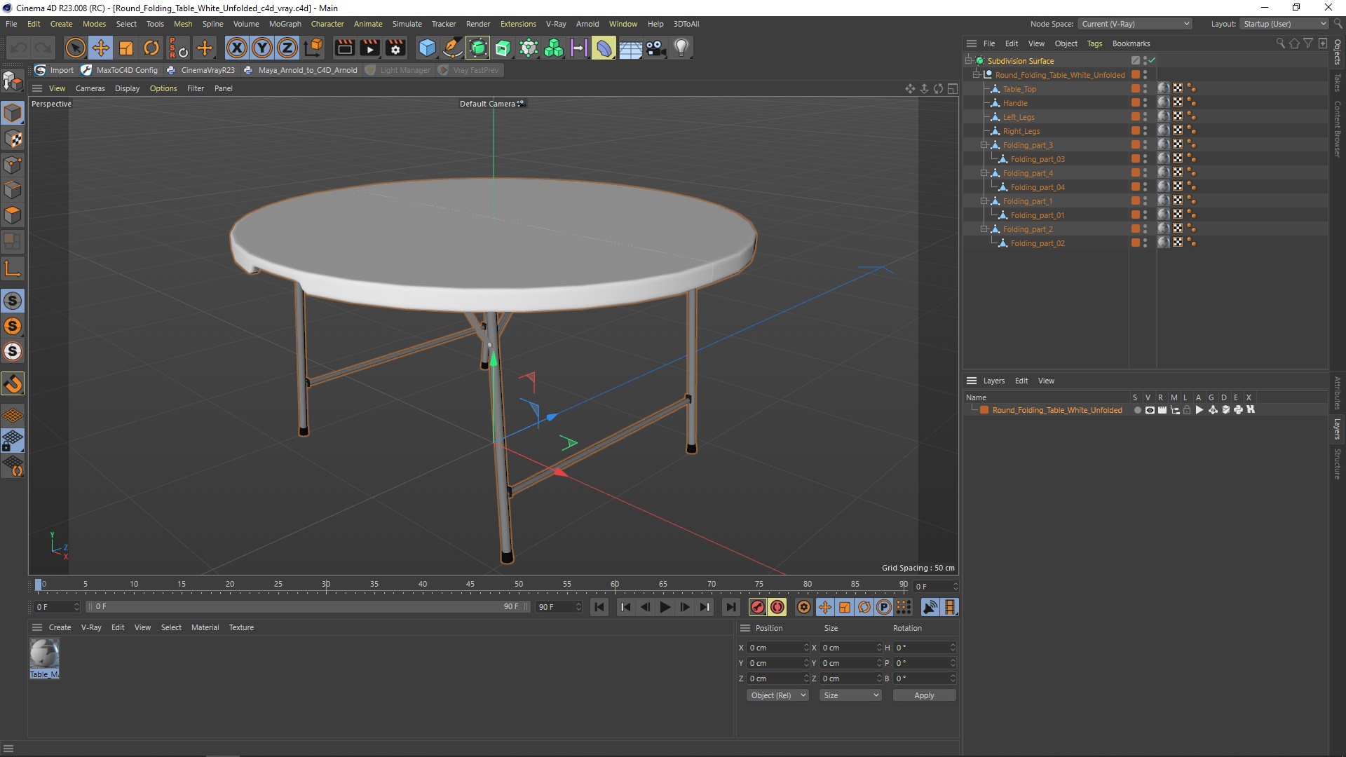 Round Folding Table White Unfolded 3D model