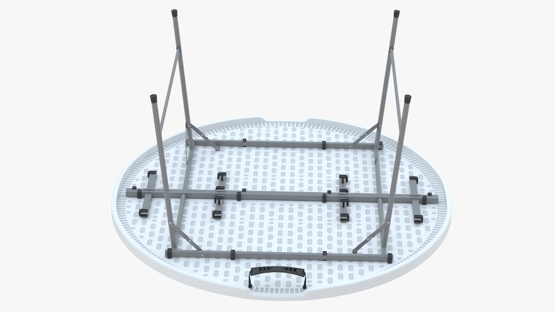 Round Folding Table White Unfolded 3D model