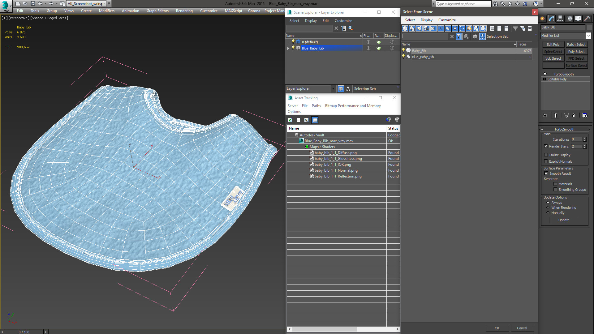 3D Blue Baby Bib model