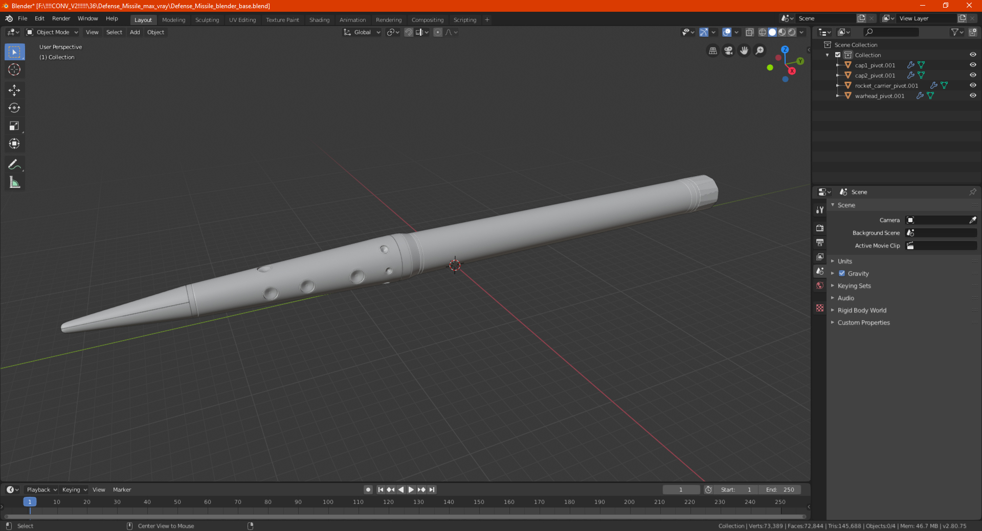 3D model Defense Missile