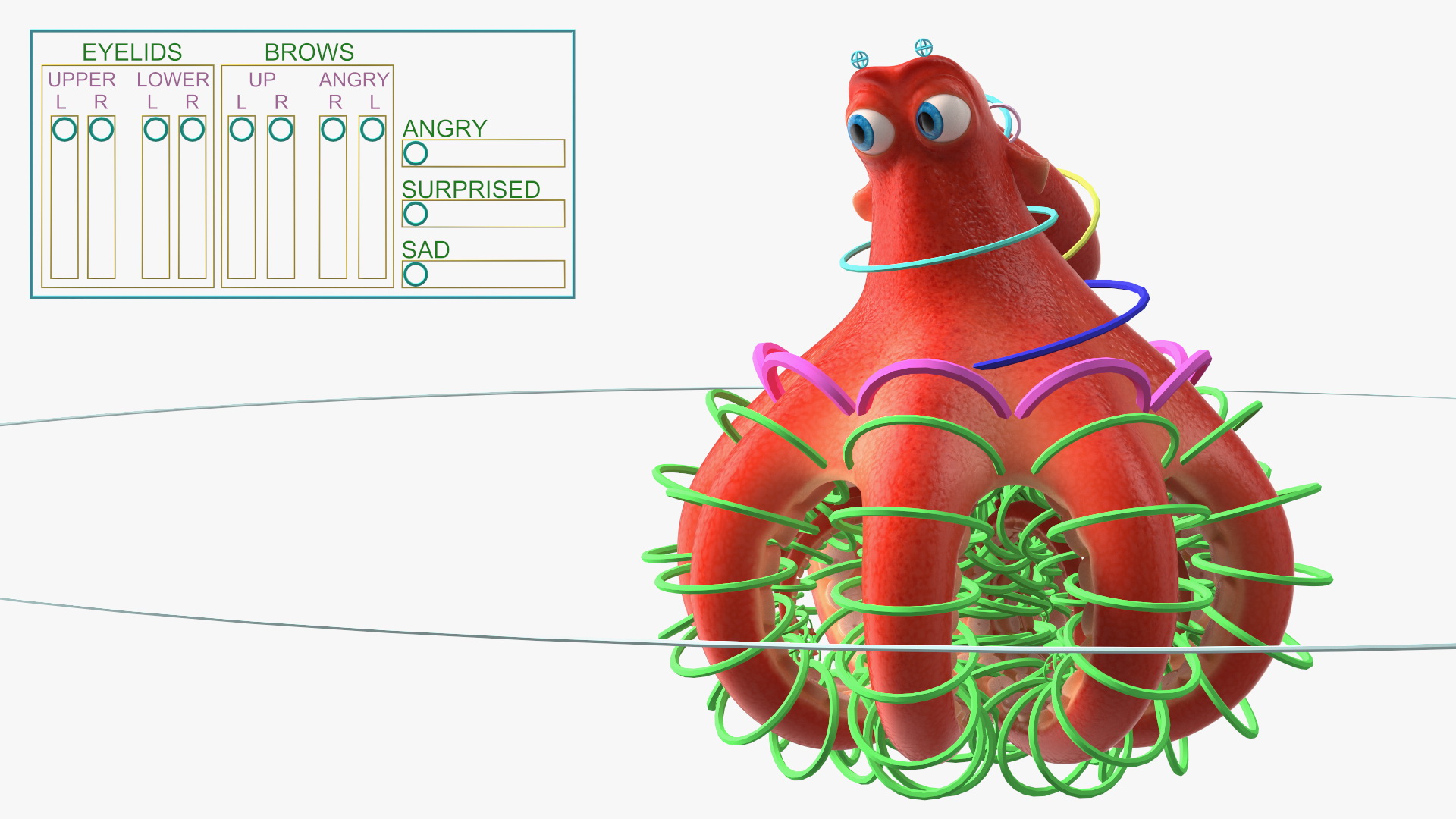 Octopus Cartoon Character Rigged 3D