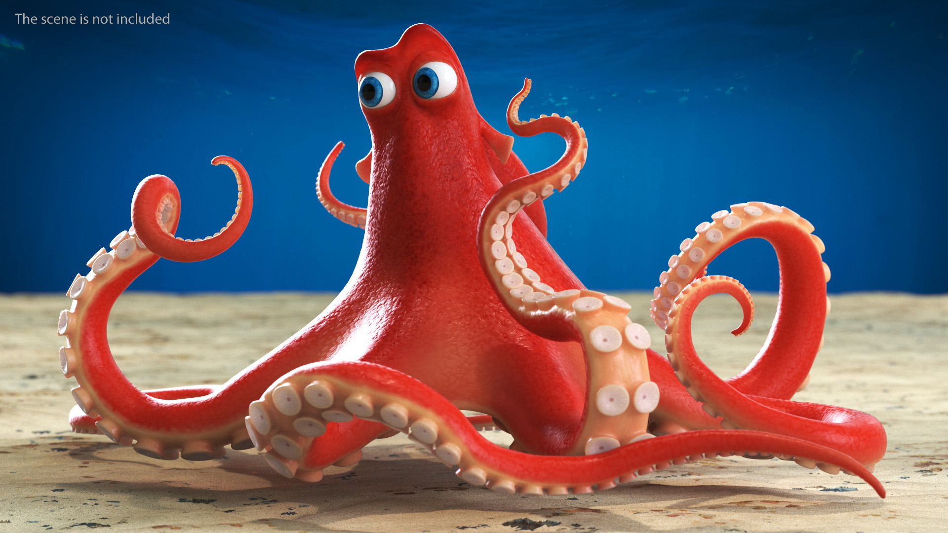 Octopus Cartoon Character Rigged 3D
