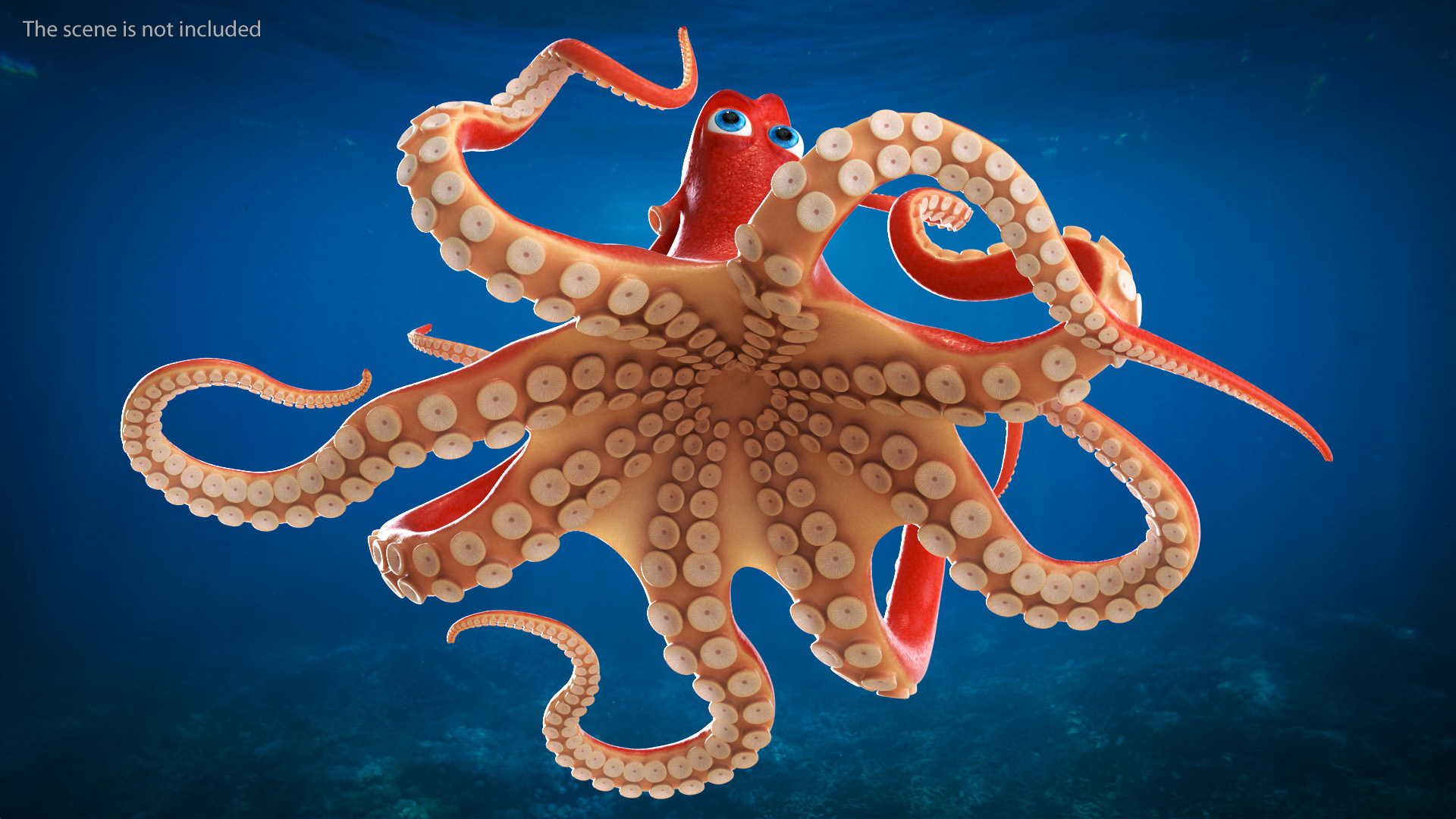 Octopus Cartoon Character Rigged 3D