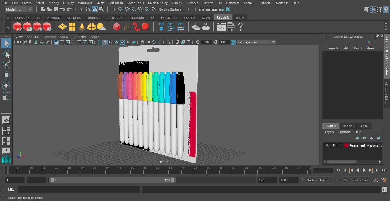 3D Permanent Markers 12 Assorted Colors