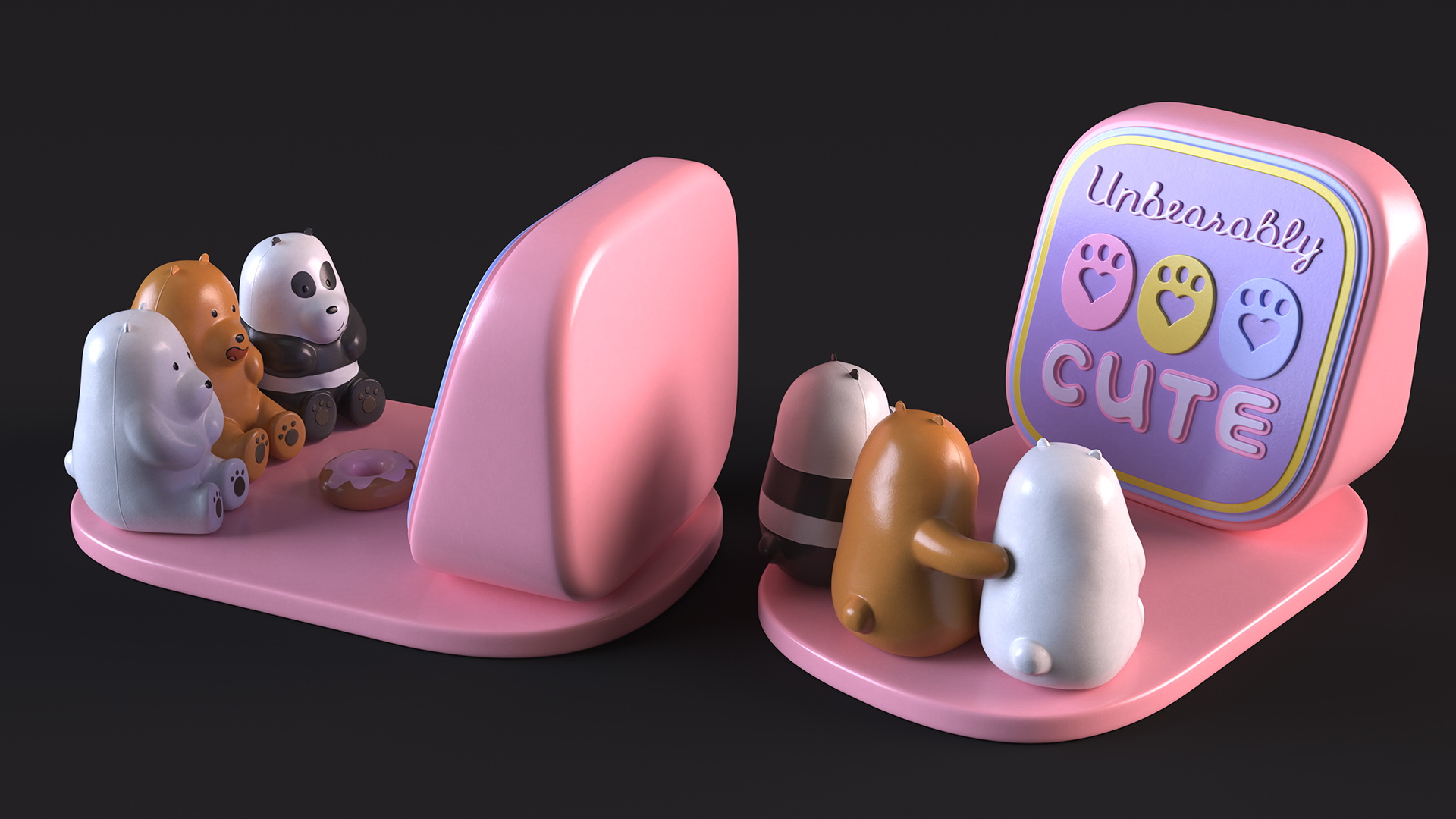 Phone Holder We Bare Bears Unbearably Cute 3D