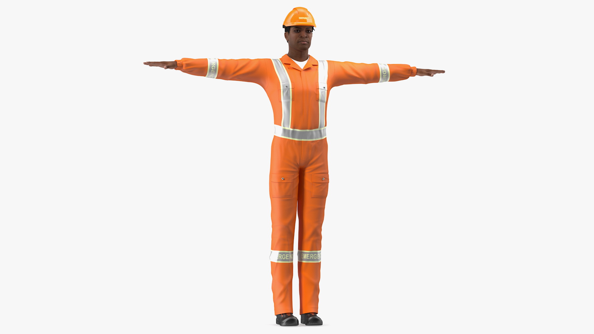 3D Light Skin Black Rescuer T Pose
