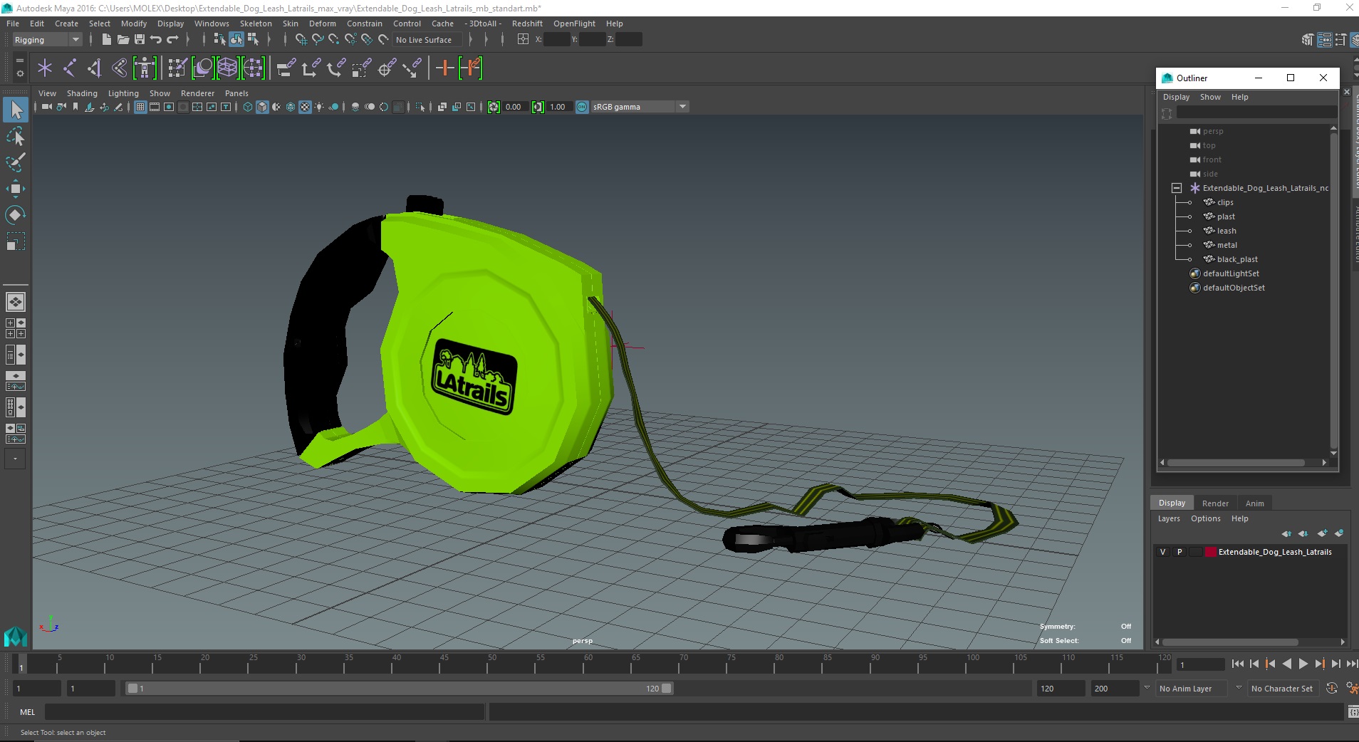 Extendable Dog Leash Latrails 3D model