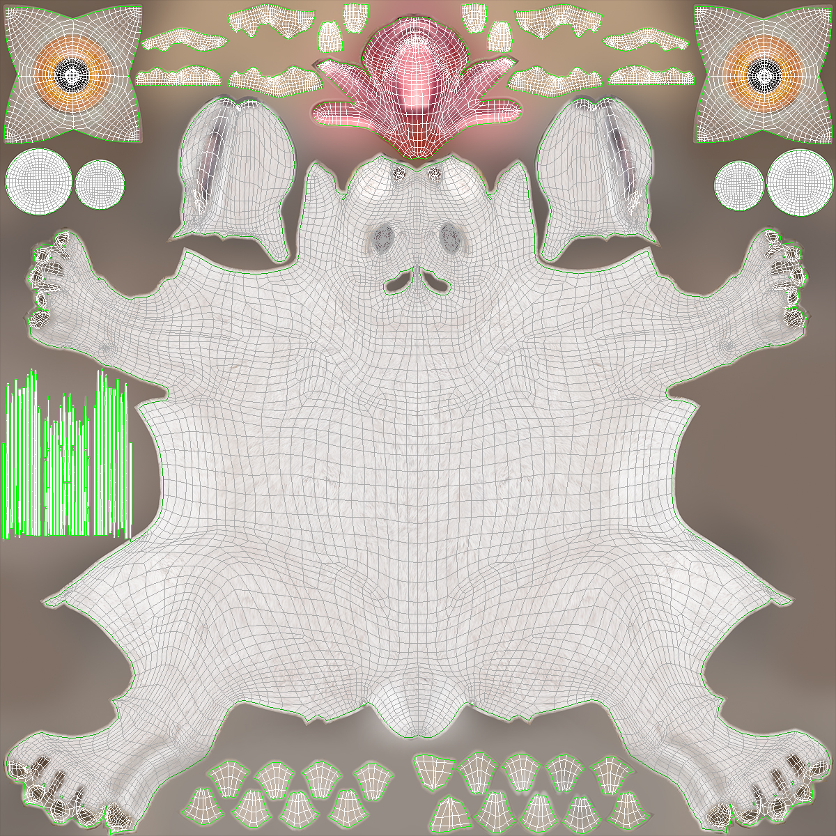 3D White Hare with Fur Animated model