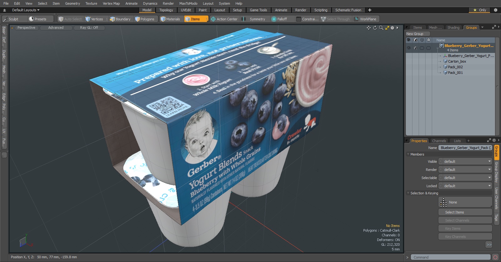 3D Blueberry Gerber Yogurt Pack model