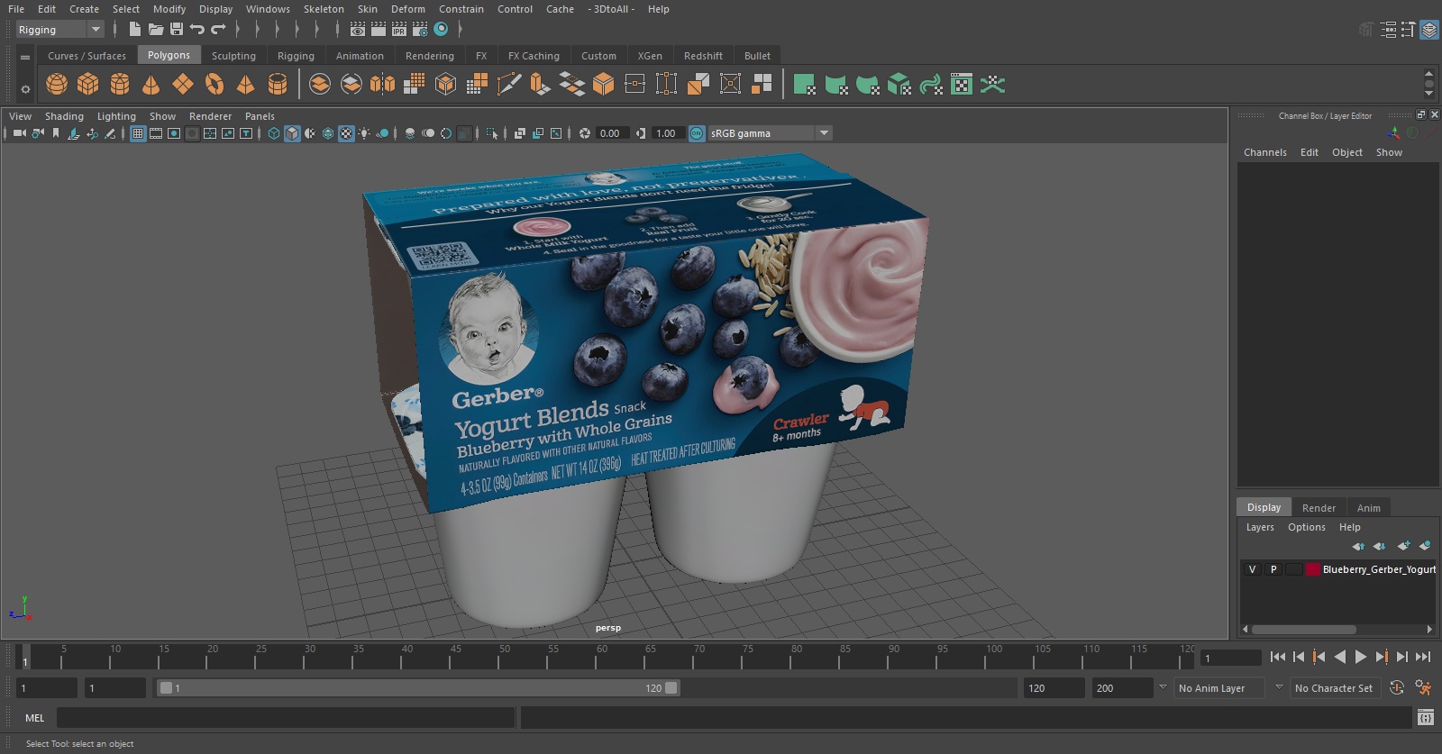 3D Blueberry Gerber Yogurt Pack model