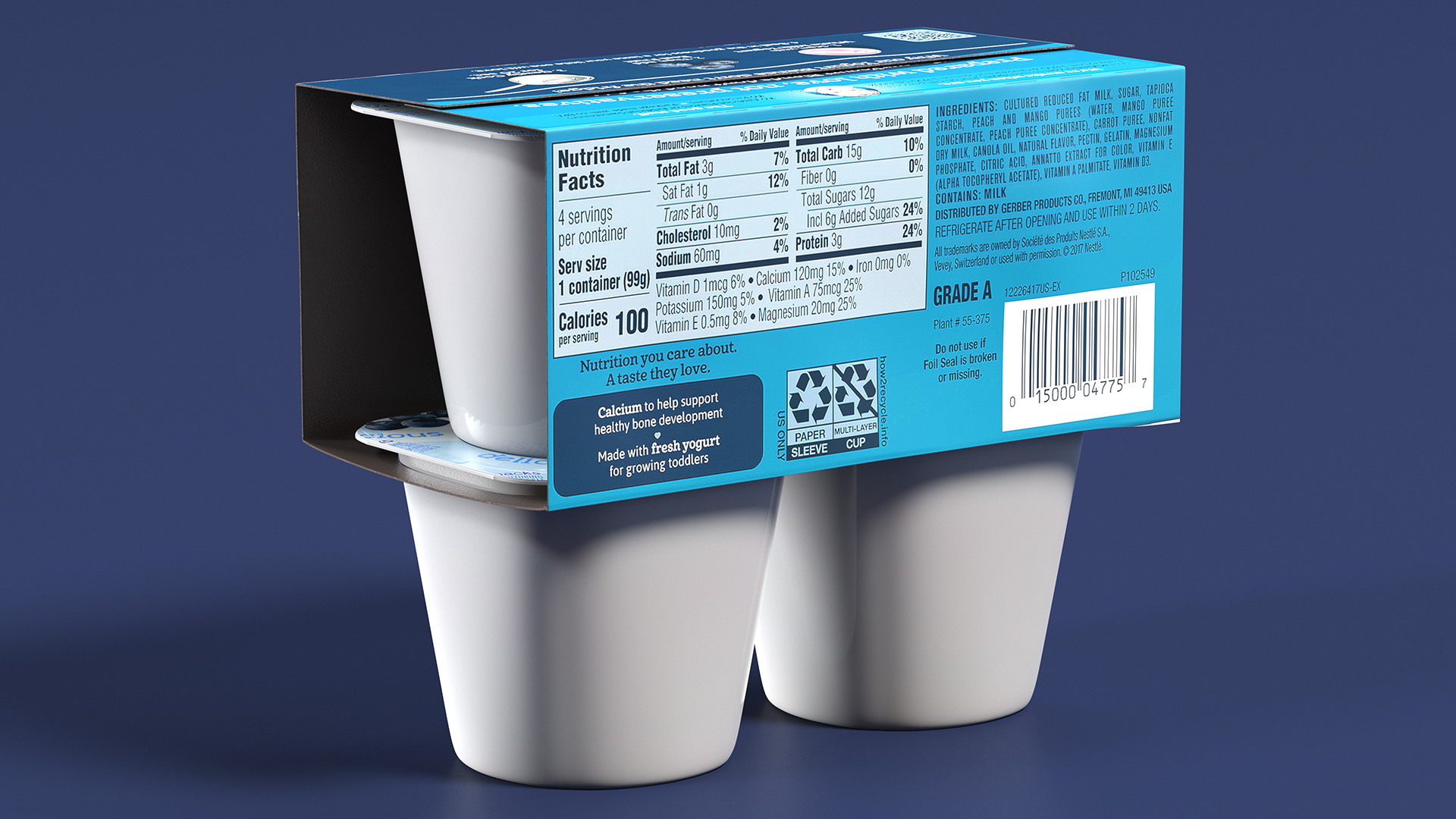 3D Blueberry Gerber Yogurt Pack model