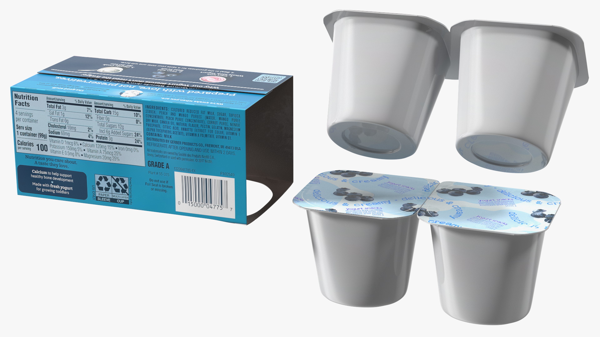 3D Blueberry Gerber Yogurt Pack model