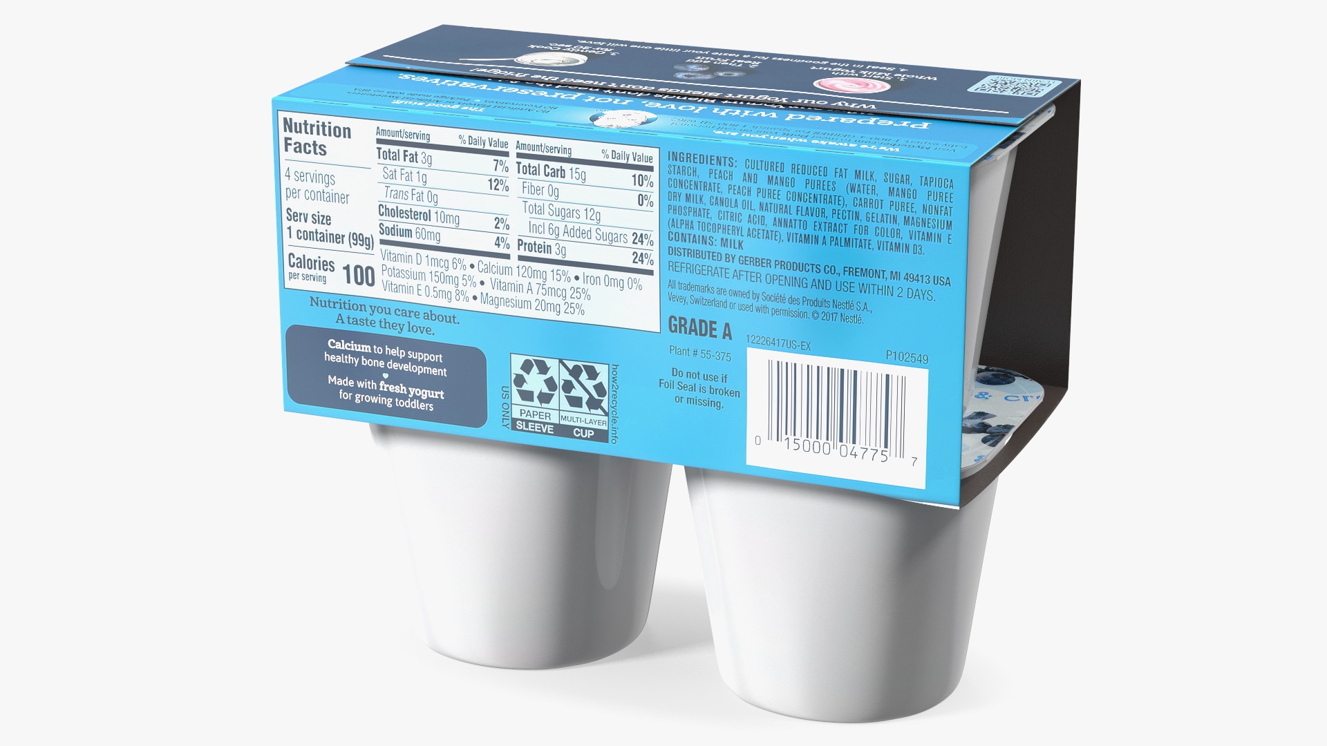 3D Blueberry Gerber Yogurt Pack model
