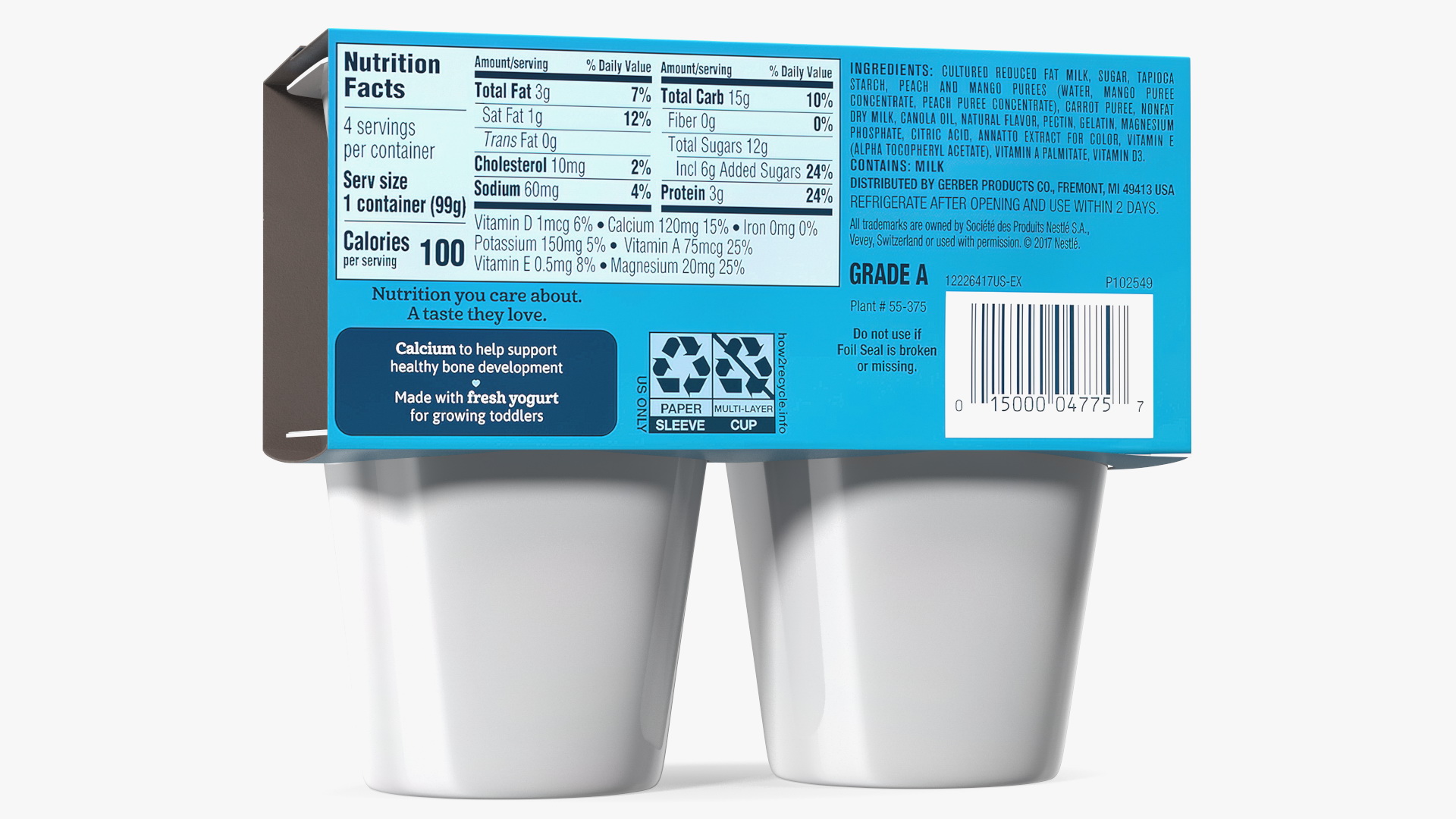 3D Blueberry Gerber Yogurt Pack model