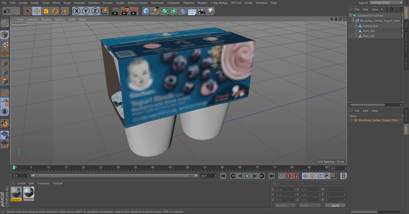 3D Blueberry Gerber Yogurt Pack model