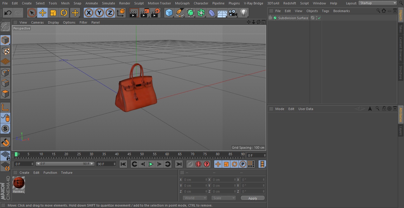 Hermes Birkin Bag Alligator 3D