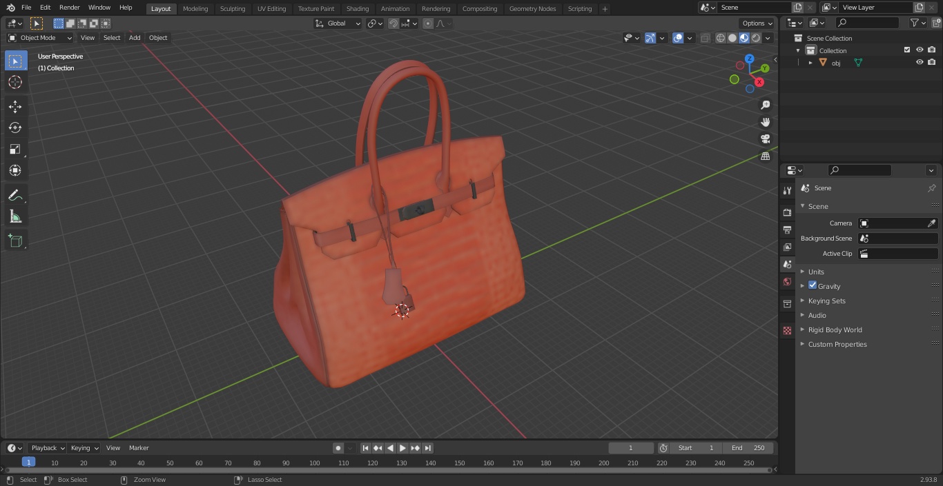Hermes Birkin Bag Alligator 3D