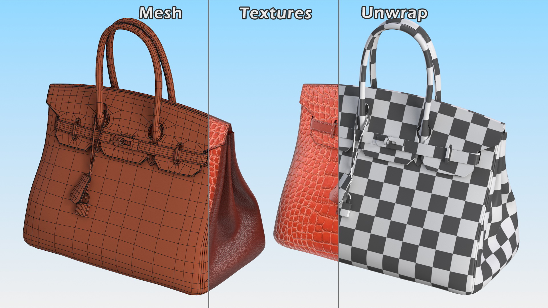Hermes Birkin Bag Alligator 3D