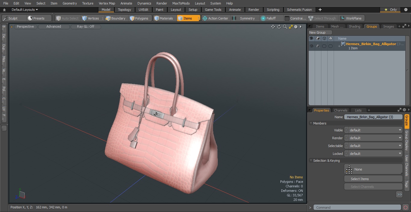Hermes Birkin Bag Alligator 3D