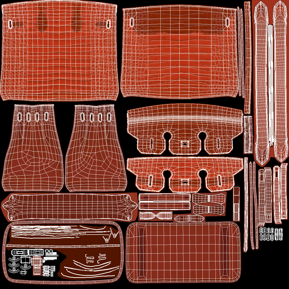 Hermes Birkin Bag Alligator 3D